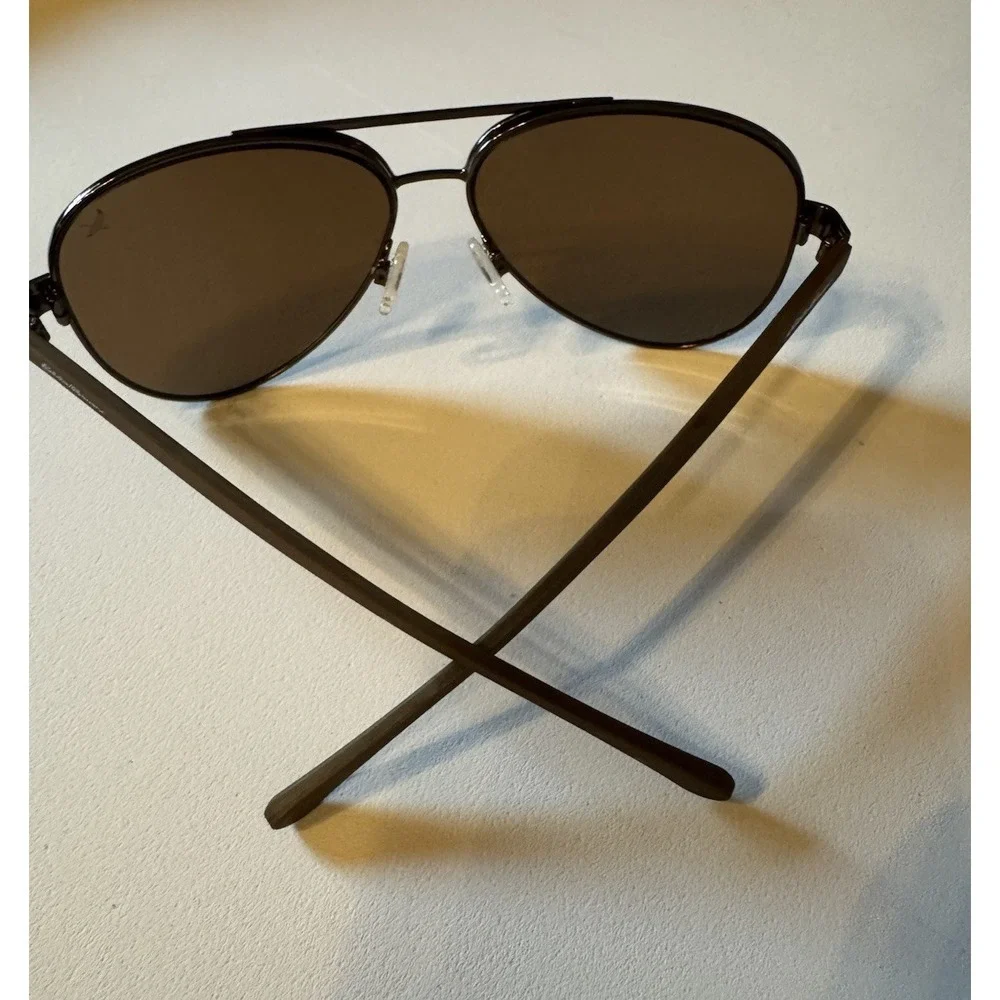Eddie Bauer Eastmont Polarized Aviator Sunglasses - Brown/Gold Metal Frame